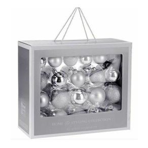 Set decoración navideña 42 bolas plata