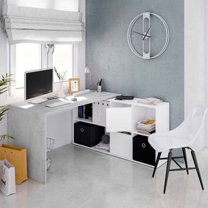 Mesa de escritorio Adapta 6 módulos blanco artik/cemento 74x136x66 cm