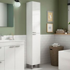 Mueble baño columna Arkit 2 puertas blanco brillo