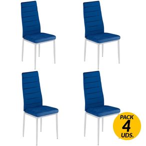 Pack de 4 sillas de comedor Avatar velvet azul 96,6x40x39,7 cm