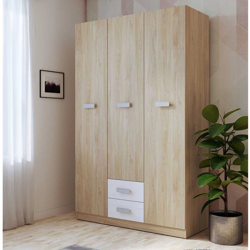 Armario Donald 3 puertas 2 cajones Puccini/Andersen 207,6x130x50 cm