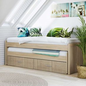 Cama nido Lara 2 camas 2 cajones Puccini/textil 72x200,5x98 cm