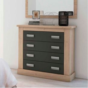 Cómoda Roncal 4 cajones roble/grafito 90,8x91,5x39,6 cm