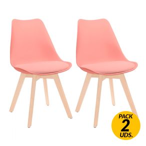 Pack de 2 sillas de comedor Daria Thinia Home estilo nórdico salmón 83x48x55 cm