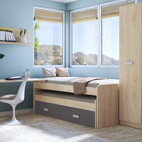 Cama nido Donald 2 camas 2 cajones puccini/andersen 72x204,4x98 cm