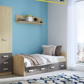 Cama nido Donald 1 cama 2 cajones Puccini/grafito 58,6x190,6x98 cm