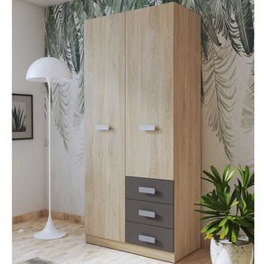 Armario Donald 2 puertas 3 cajones Puccini/grafito 207,6x94,8x50 cm