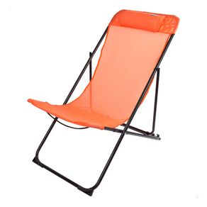 Hamaca plegable Aktive Garden 3 posiciones con reposacabezas acolchado naranja