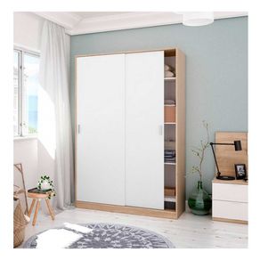 Armario Luca 2 puertas correderas blanco/natural 200x120x50 cm