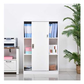 Armario auxiliar de oficina Homcom 2 puertas 3 estantes blanco 120x80x40 cm