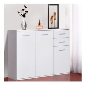 Armario auxiliar Homcom 3 armarios + 2 cajones blanco 76x106x35 cm