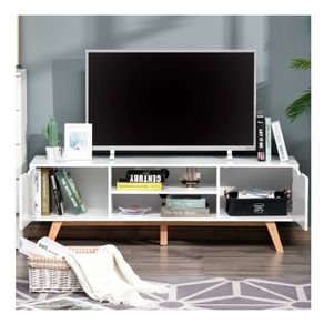 Mueble bajo para TV Homcom 2 armarios + 2 estantes blanco 50x150x39 cm