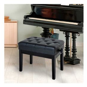 Banco de piano Homcom regulable negro 48/58x54,5x33 cm