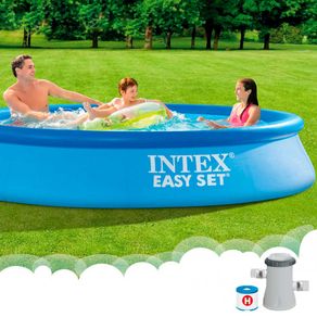 Piscina hinchable Easy Set Intex 3.077L 3 personas con depuradora azul 61xØ305 cm