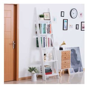 Estantería de escalera Homcom 5 estantes blanco 195x50x40 cm