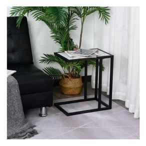 Mesa auxiliar Homcom negro/mármol 51,5x30x45 cm