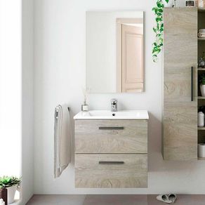 Mueble de baño Athena mueble + espejo + lavabo roble 60 cm