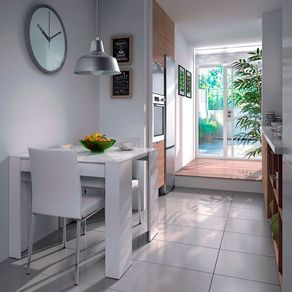 Consola de comedor extensible Funzionale 5 posiciones blanco brillo