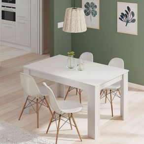 Mesa de comedor extensible blanco brillo 78x140x90 cm