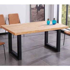 Mesa de comedor U-Wooden roble/negro 75x160x100 cm