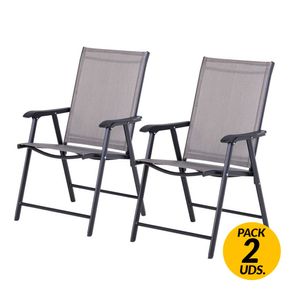 Pack 2 sillas de terraza Outsunny plegables gris 94x58x64 cm