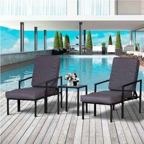 Conjunto de jardín Outsunny 2 sillas + 2 taburetes + 1 mesilla negro