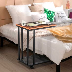 Mesa auxiliar Homcom 2 estantes con ruedas marrón/negro 65x51x36 cm