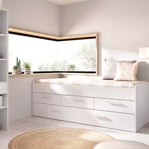 Cama nido Leka 2 colchones 3 cajones blanco 68x194x95 cm