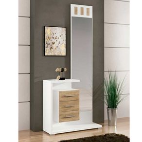 Recibidor completo Prisma 3 cajones + espejo blanco/cambria 189,8x85x27,9 cm