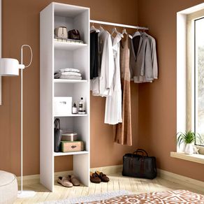 Vestidor Suit 4 estantes+1 barra para colgar blanco 185,5x137x5x40,2 cm