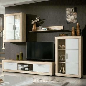 Composición de salón Fiordo luces LED cambria/blanco 259 cm