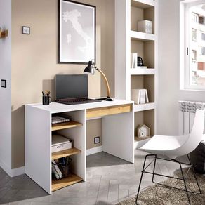 Escritorio Sim 1 cajón + 3 estantes blanco/nordic 74x110x50 cm