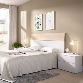 Cabecero + 2 mesitas Gia blanco/natural 264 cm