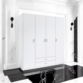 Armario Roma 4 puertas 2 cajones blanco mate 215x198x51 cm