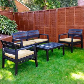 Conjunto de jardín Java resina con cojines antracita