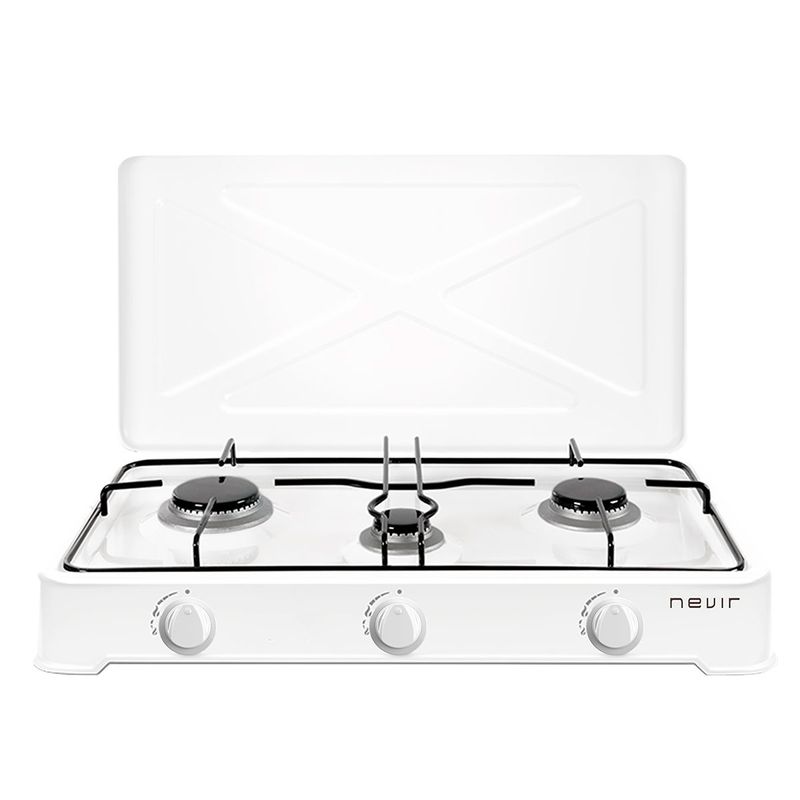 Hornillo de gas NVR-CGPE3T Nevir 3 fuegos blanco 9,7x60,2x37,1 cm
