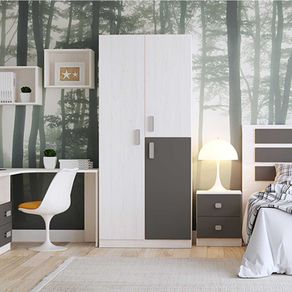 Armario Donald 3 puertas con zapatero andersen/grafito 207,6x90x50 cm