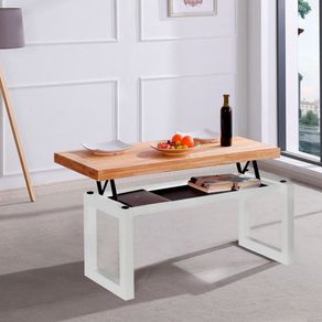 Mesa de centro elevable Loft con hueco de almacenaje roble Nordish/blanco 47,5-62x120x60 cm
