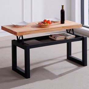 Mesa de centro elevable Loft con hueco de almacenaje roble Nordish/negro 47,5-62x120x60 cm