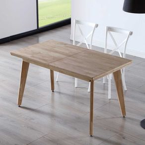 Mesa de comedor Génova extensible tipo libro madera natural roble Honey 76x140-180x80 cm