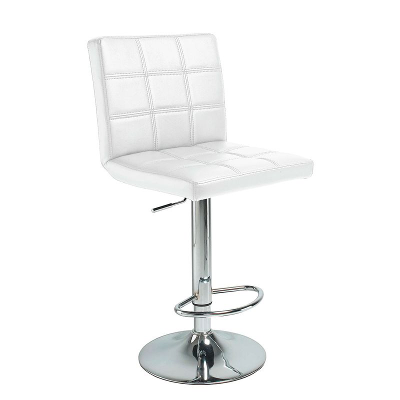 Taburete alto Pub giratorio con altura regulable y reposapiés blanco Ø45x115 cm