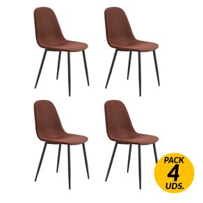 Pack de 4 sillas de comedor Hall diseño industrial choco