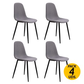 Pack de 4 sillas de comedor Hall diseño industrial gris