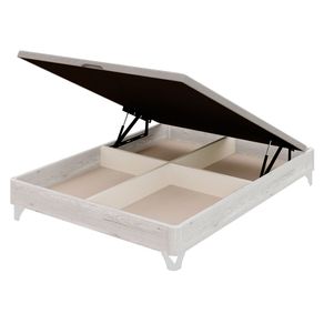 Canapé abatible Diana 4 compartimentos interiores con patas blancas ártico 150x190 cm