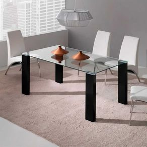 Mesa de comedor Alice tapa de cristal templado 75x150x90 cm