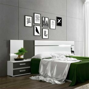 Cabecero Cabra con luz LED para cama de matrimonio blanco/grafito 260 cm