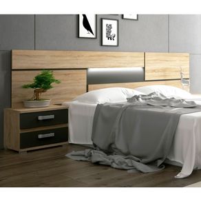 Cabecero Priego con luz LED para cama de matrimonio cambria/grafito 260 cm