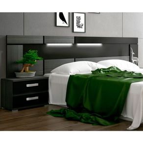 Cabecero Rambla con luz LED para cama de matrimonio ceniza/negro 260 cm