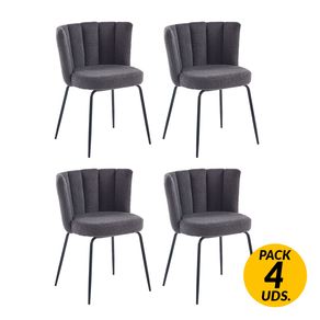 Pack de 4 sillas de comedor Tulip tejido crochet gris