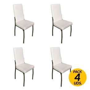 Pack 4 sillas 127 piel blanco 98x42x41 cm